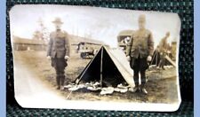 1919 antique WWI SOLDIER,UNIFORM,TENT,BARRACKS real photograph military picture