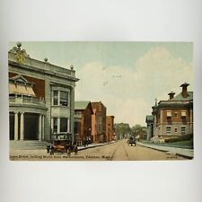 Court Street Taunton Massachusetts Postcard c1915 Old Car Horse Carriage A3345 picture