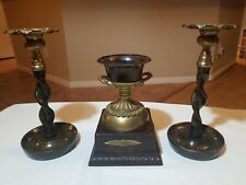Antique Vtg  Neoclassical Calyx-Krater Pedestal candle holder set. Rare to find picture