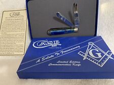 Masonic Case XX Pocket Knife A Salute to Freemasonry Blue Bone Handle NIB NICE picture
