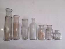 Lot of 7 Unique Vintage Collectable Ink Medicine Decor Bottles Uncleaned picture