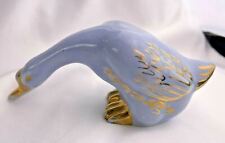 Vintage LePere Pottery Co Ceramic Blue Gold Goose Bird Figurine Decor picture