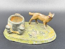 Antique Marked Austria Vienna Cold Painted Miniature Metalwork Fox Forest Scene picture