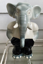 Vintage MCM Rising Hawk England Ceramic Standing Elephant in Pants Piggy Bank picture