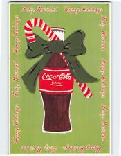 Postcard Christmas Greeting Card with Coca Cola Bottle Ribbon Candy Art Print picture