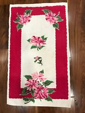 Vintage Cotton Floral Print Tea Towel - 16-1/4” x 27-1/2” - free postage picture