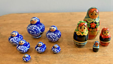 Two Russian Nesting Doll Sets Wooden Matryoshka Hand Painted 2 3/4