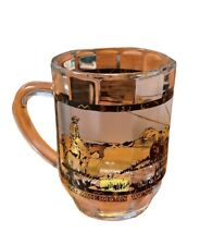 Cowboy Great American West  Glass 22kt Souvenir Mug Gold Painted 1960 picture
