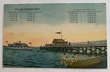 ca 1900s MA Postcard Houghs Neck Massachusetts Steamer to Boston ship timetable picture