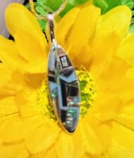 Navajo Sterling Turquoise Abalone Opal Necklace #920 SIGNED picture
