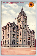 Original Old Vintage Antique Postcard Post Office Building Wichita Kansas 1912 picture