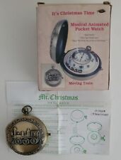 Mr Christmas Animated Train Pocket Watch Clock Musical Railroad Music Box picture