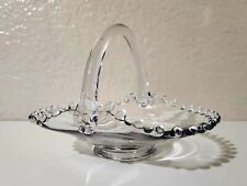 Vintage Imperial Candlewick Dot Glass Basket Trinket/Candy Dish ~Pristine picture