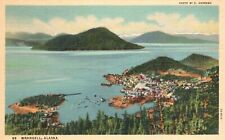 Vintage Postcard Aerial View Of Residences Buildings Near Ocean Wrangell Alaska picture