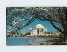 Postcard Jefferson Memorial & Cherry Blossom Trees in Bloom Washington DC USA picture