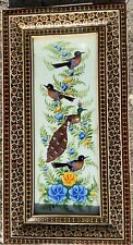 Middle East Persian Khatamkari Marquetry Frame Painted Artwork Birds & Flowers picture