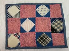 Antique Vintage Table Topper, Sm. Squares & Triangles, Early Calicos, Pink, Blue picture