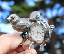 VINTAGE PIERRE DEUX PEWTER SILVER, STANDING BIRD QUARTZ CLOCK, FRENCH COUNTRY picture