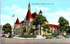 Post Office, SAGINAW, Michigan Linen Postcard - E.C. Kropp picture