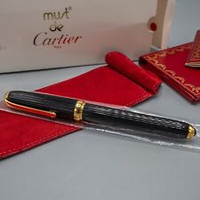 READ Cartier Louis Cartier Fountain Pen 18K Nib Black & Gold FREE USA SHIPPING picture