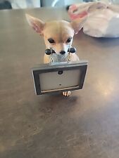 Vintage Chihuahua Figurine With A Bone Holding A Picture Frame Solid Heavy picture