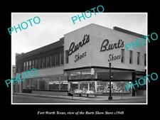OLD LARGE HISTORIC PHOTO OF FORT WORTH TEXAS VIEW OF BURTS SHOE STORE c1948 picture