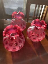 Gorgeous Fenton Cranberry Opalescent Coin Dot Lamp Shades-3 Available picture