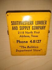 Vintage Southwestern Lumber Abilene Tx Advertising Metal Clip 50's? 60's? picture