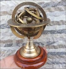 Vintage Brass Armillary Sphere Astrolabe On Wooden Base Maritime Nautical GIFT picture