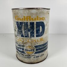 Gulf Oil Co. Gulflube  XHD Metal Motor Oil Can Unopened Vintage Garage Advertise picture