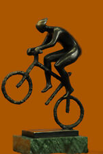 Cyclist Sculpture in Pure 100% real Bronze Signed Original Mario Nick Statue Art picture