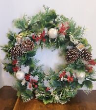 Vintage 1950-60s Christmas Plastic Pine Holly Wreath 16