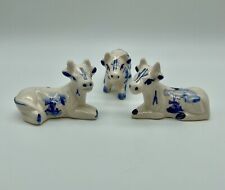 VTG Blue Holland Delft Style Cow Salt & Pepper Shakers & Toothpick Holder picture
