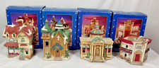 Holiday Time Vintage Village Christmas Village Lighted House NO Cords Lot of 4 picture