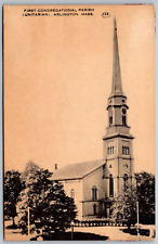 Arlington Massachusetts 1930-40s Postcard First Congregational Parish Unitarian picture