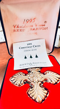 Signed sterling Reed & Barton 1995 Christmas Cross tree ornament, box, paper picture