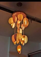Vintage One of a Kind Molded Seashell & Wood Ceiling Lamp Light Fixture picture