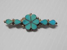 EXTRA FINE VINTAGE ZUNI INDIAN attr: FRANK DISHTA STERLING SILVER TURQUOISE PIN picture