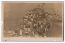 On The Focsle Postcard RPPC Photo July 4th 1917 US Navy Ship WWI Antique picture