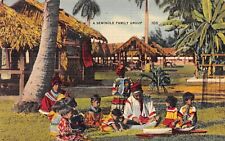 D1800 A Seminole Family Group in Florida - Linen Postcard, Tichnor Bros. picture