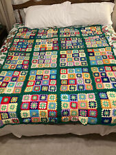 Vintage 70s Handmade Crocheted Afghan Blanket Bedspread 76