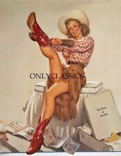 1950's Gil Elvgren Fine B&B Rare Pin-Up Poster Print Rarin' to Go Cowgirl Cowboy picture