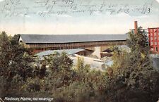 Madison Maine~Long Covered Toll Bridge~Burned Down, 1906~Postcard c1905 picture
