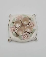 Vintage IW Rice & Co Porcelain Floral Lipstick Holder Pillow Roses 4 Slots picture