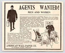 c1880s American Wallpaper Co. AGENTS WANTED Chicago IL Art Antique Print Ad picture