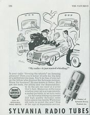 1948 Sylvania Radio Tubes Cartoon Car Accident Whistling A/S Print Ad SP20 picture