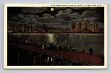 c1923 Moonlight WB Postcard Young's Pier by Night Atlantic City NJ picture
