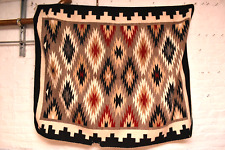 Antique Navajo Rug Textile Native American Indian 62x51 LARGE Eye Dazzler VTG picture