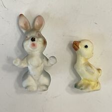 Bunny Duck Tiny Figurine Small Figurines Vintage 2 Pc Lot Bone China Miniature picture