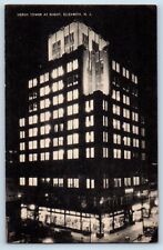 Elizabeth New Jersey Postcard Hersh Tower Night Exterior c1940 Vintage Antique picture